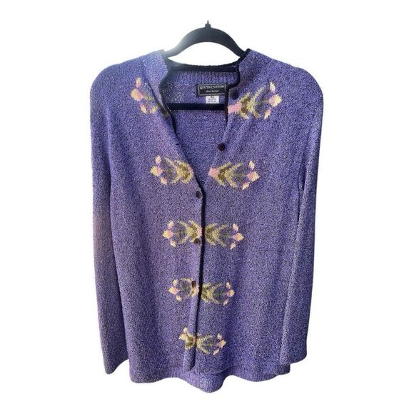 South Cotton  Blue Floral Cardigan Size Extra Large - Picture 1 of 5